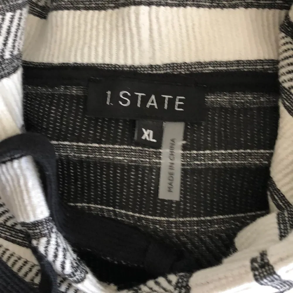 1 State Jacquard Knit Stripe Hooded Pullover L NWT